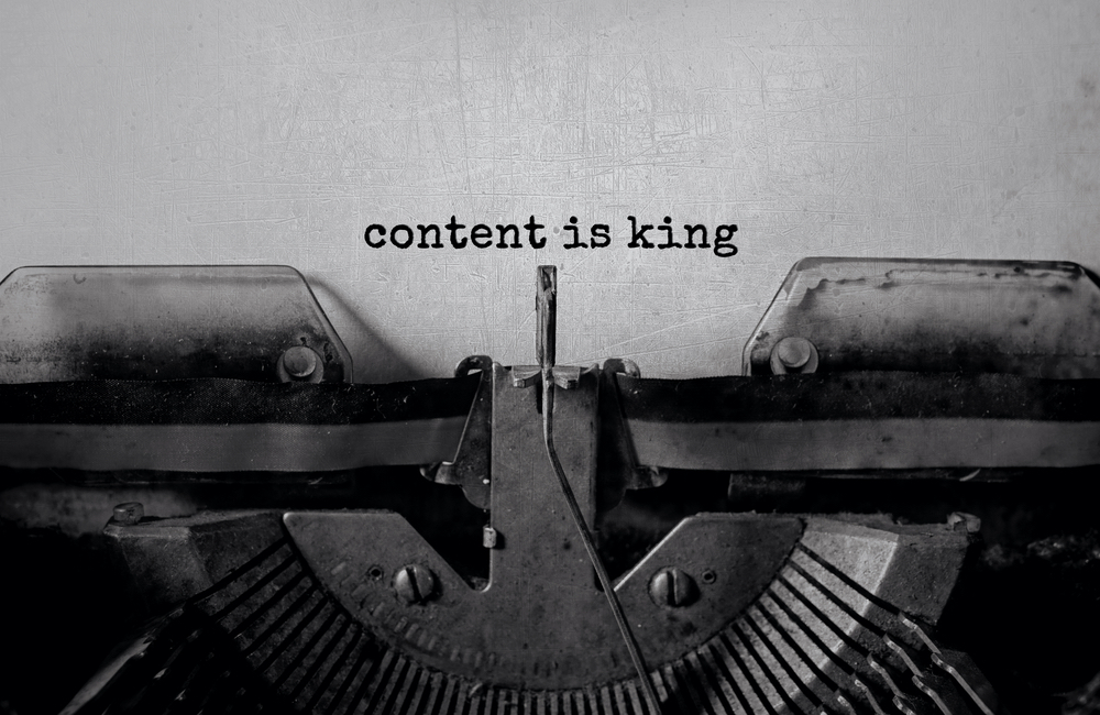 Typed page declaring "Content is king"
