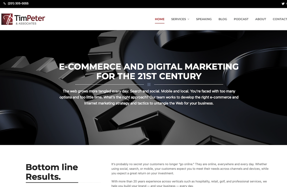 Screenshot of TimPeter.com home page to illustrate the question of "Do you need a website?"