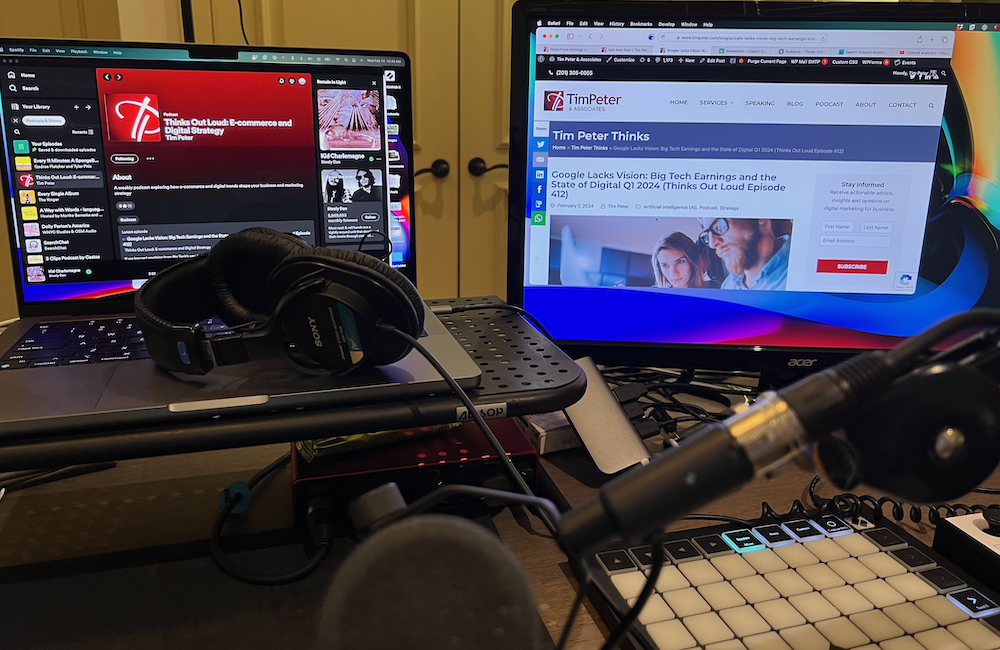 Photo of office podcasting studio to illustrate how to use podcasts to bypass Big Tech companies like Amazon, Google, Facebook, Apple, and Microsoft