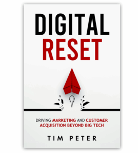 Cover illustration of Tim Peter's new book, Digital Reset: Driving Marketing and Customer Acquisition Beyond Big Tech